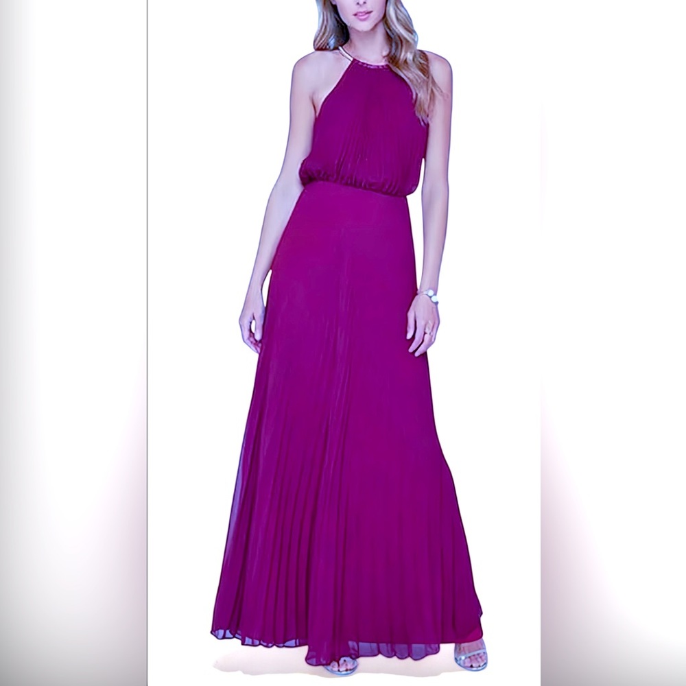 MSK Pleated Blouson Halter Dress